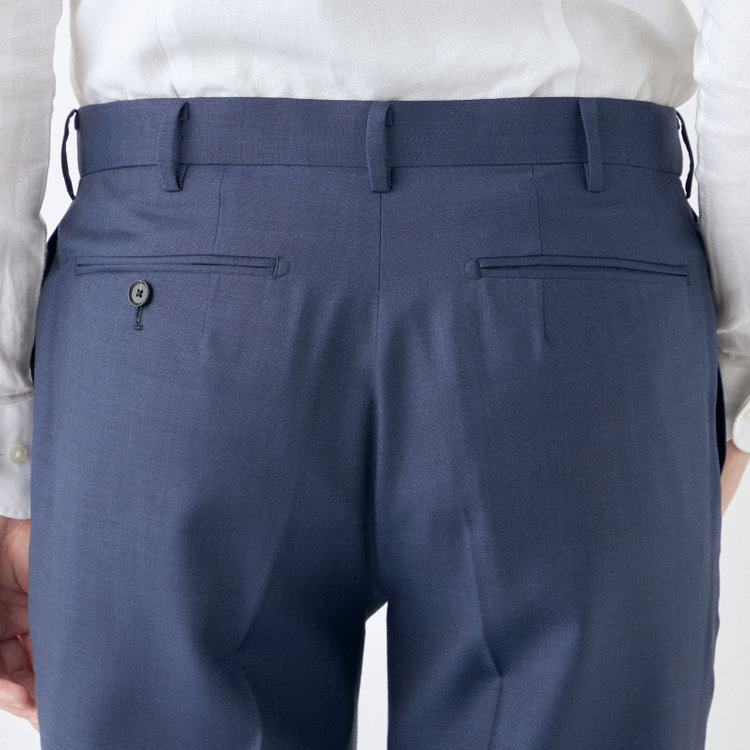 シルバーライン 【CLASSICO TAPERED】【春夏】ウール 1タックテーパードパンツ/ネイビー/ウエストムーブ/※裾上げ必要 紺中間