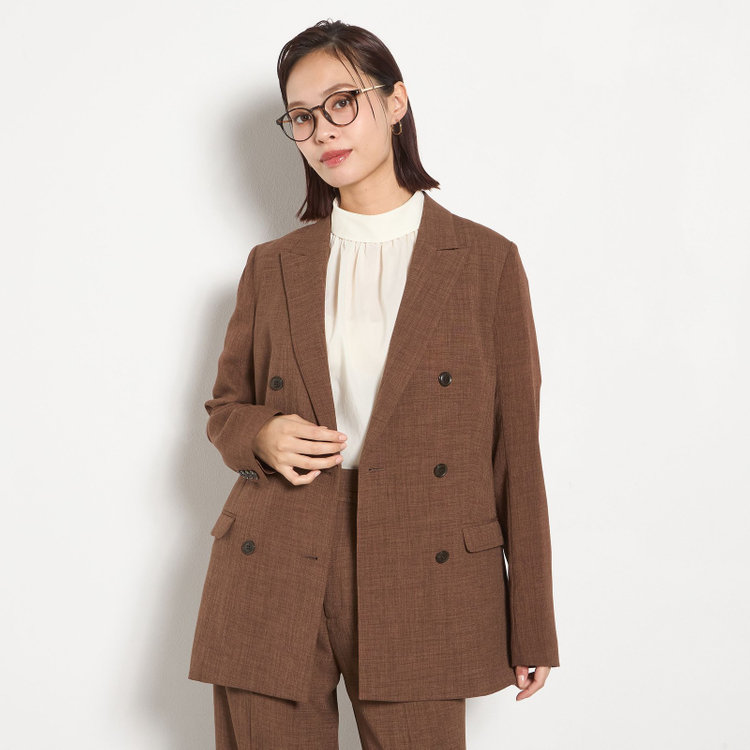 シルバーライン 【RELAX WIDE】【年間】 ダブルジャケットワイドパンツスーツ/ブラウン/4S SUSTAINABILITY&ECOLOGY FABRIC/※パンツ裾上げ済仕様 茶中間