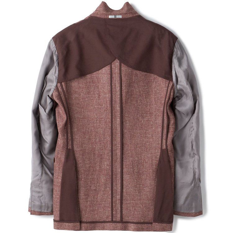 シルバーライン 【CLASSICO TAPERED】【春夏】ウールリネン2釦シングルジャケット/ワイン/パッチポケット/MARZOTTO 赤濃色