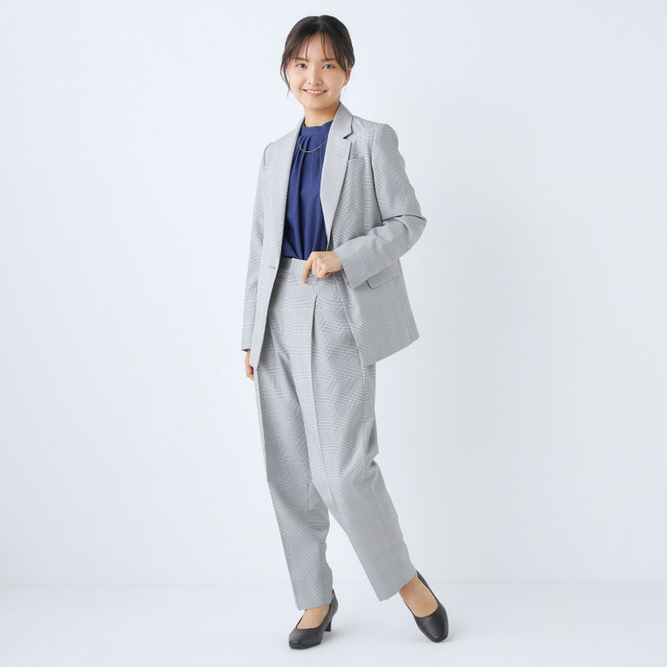 シルバーライン 【SL】【年間】1釦ジャケット/グレー×チェック/ウォッシャブル グレー中間