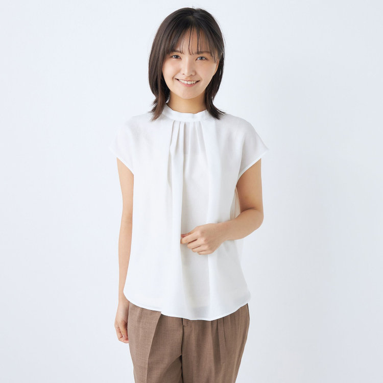 シルバーライン  【SL】アクセ付きフレンチ袖/ホワイト 白