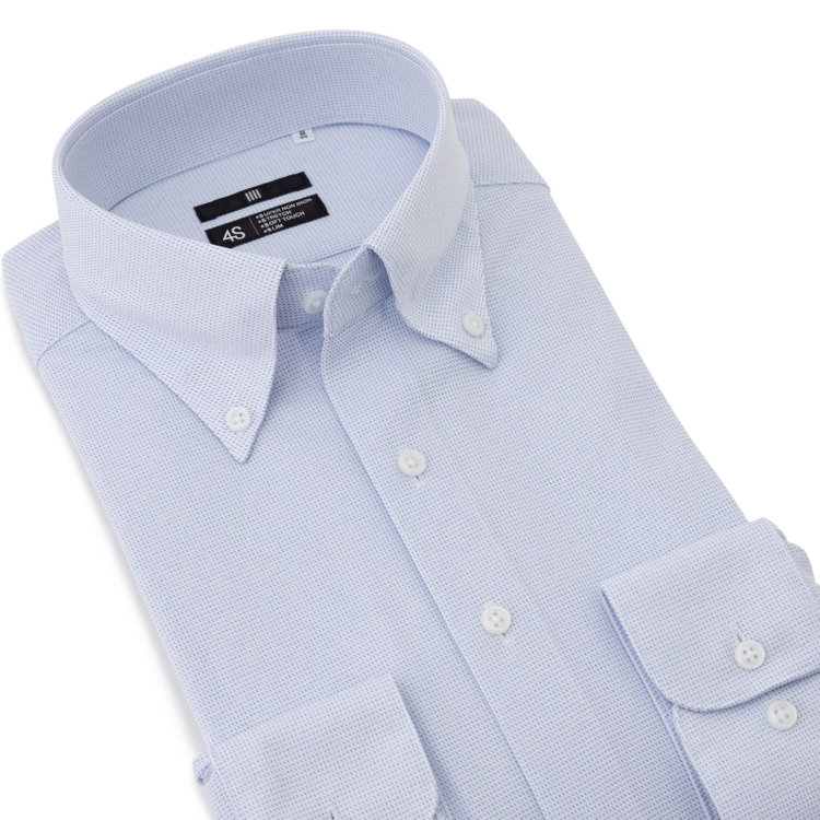 ブラックライン 【発送在庫あり】【WEB限定】【BLACK LINE】ボタンダウンワイシャツ/ブルー＆ホワイト×ドビー/「4S」スーパーノンアイロン・ストレッチ 青中間