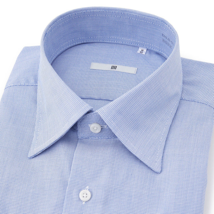 シルバーライン 【SILVER LINE】【形態安定】ワイドドレスワイシャツ/ブルー×ドビー 青中間