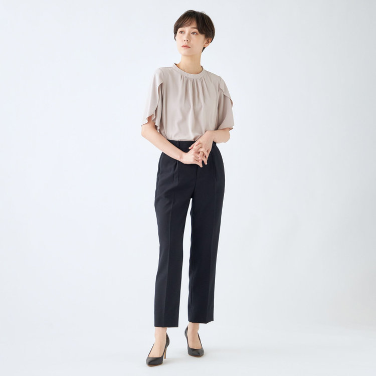 シルバーライン 【SL】テーパードパンツ/ネイビー/ウエストムーブメント/ウォッシャブル/※パンツ裾上げ済仕様 紺中間