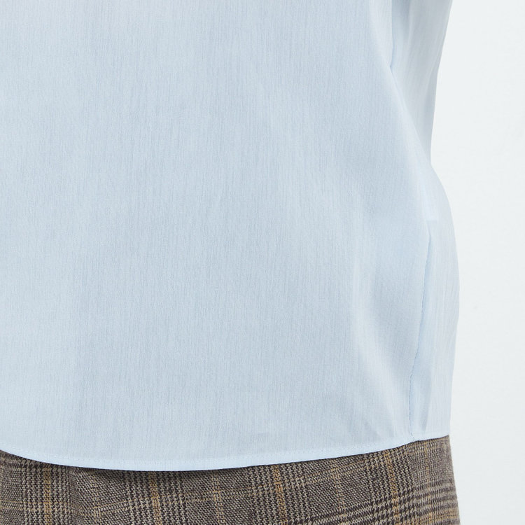 シルバーライン 【SL/長袖】バンドカラー比翼仕様/ブルー/「ストレッチ」「通気性」「吸水・速乾」 青中間