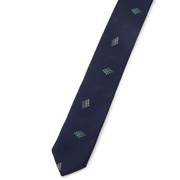 ブラックライン 【BLACK LINE】シルクブレンド小紋ネクタイ 7.5cm幅/ネイビー その他