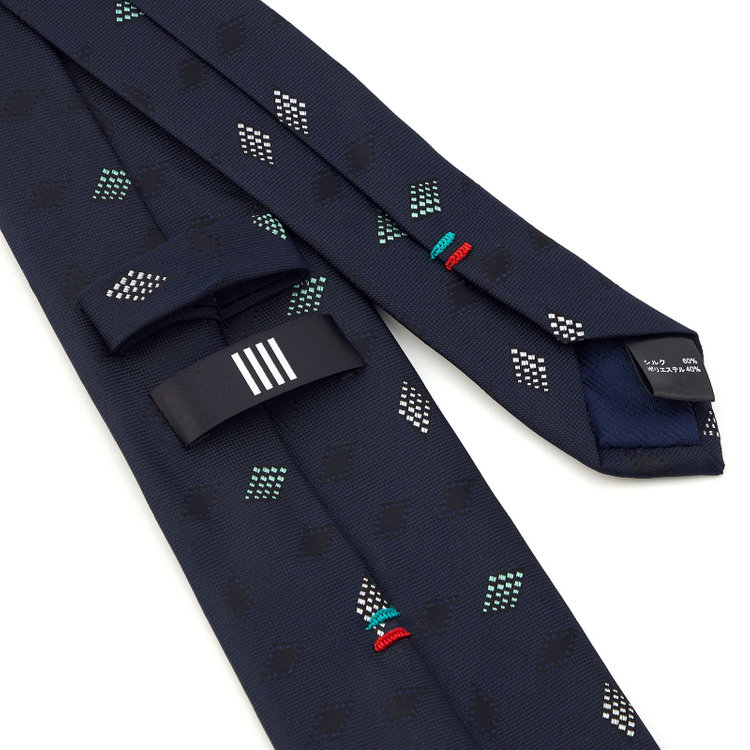 ブラックライン 【BLACK LINE】シルクブレンド小紋ネクタイ 7.5cm幅/ネイビー その他