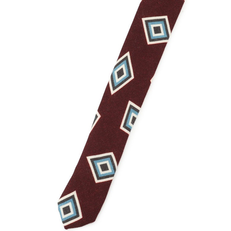 シルバーライン 【SILVER LINE】ウール小紋ネクタイ 8.5cm幅/ワイン×ブルー＆ホワイト/Finest fabrics by COMO ITALY その他