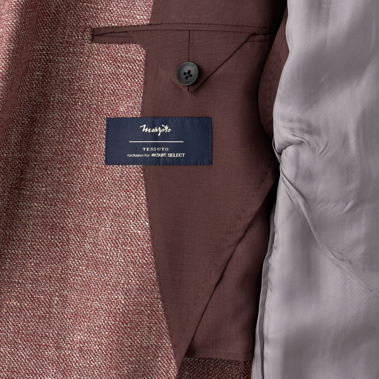 シルバーライン 【CLASSICO TAPERED】【春夏】ウールリネン2釦シングルジャケット/ワイン/パッチポケット/MARZOTTO 赤濃色