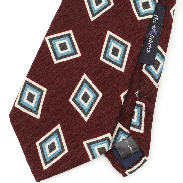 シルバーライン 【SILVER LINE】ウール小紋ネクタイ 8.5cm幅/ワイン×ブルー＆ホワイト/Finest fabrics by COMO ITALY その他