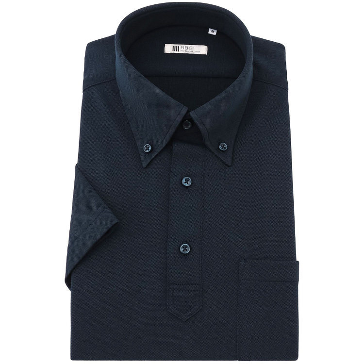 シルバーライン 【RBC/五分袖】ボタンダウンビズポロシャツ プルオーバータイプ/ネイビー/4S コットンブレンド 青濃色