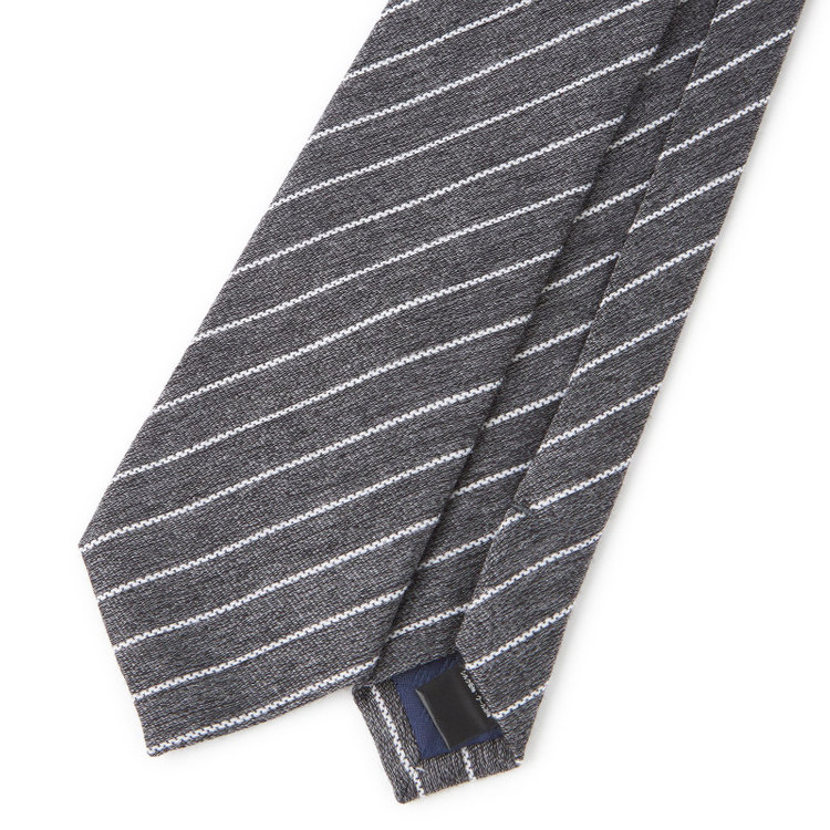 ブラックライン 【BL】シルクウールストライプネクタイ 7.5cm幅/グレー その他