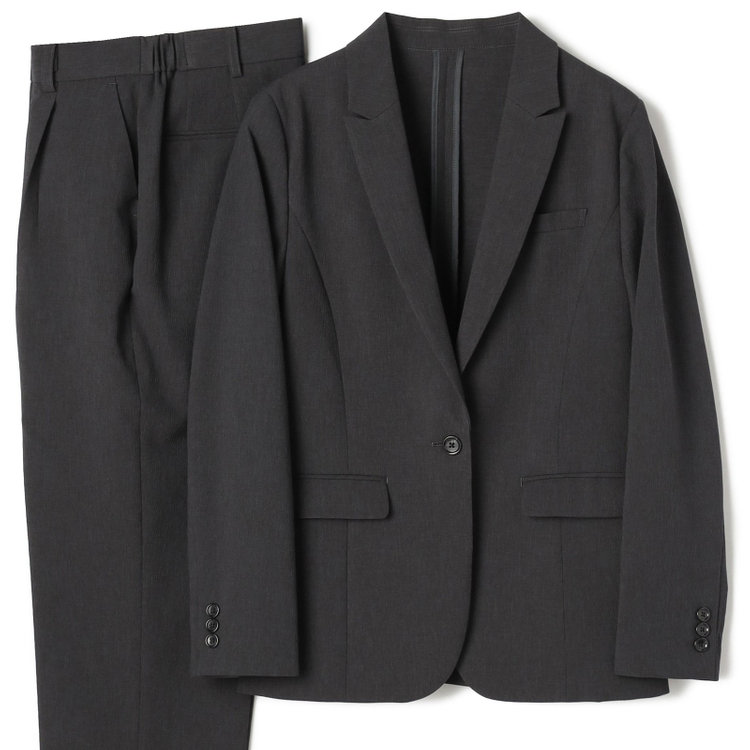 【RELAX TAPERED】【春夏】1釦テーパードパンツスーツ/グレー/ウエストシャーリング/ウォッシャブル/4S SUSTAINABILITY&ECOLOGY FABRIC/※パンツ裾上げ済仕様