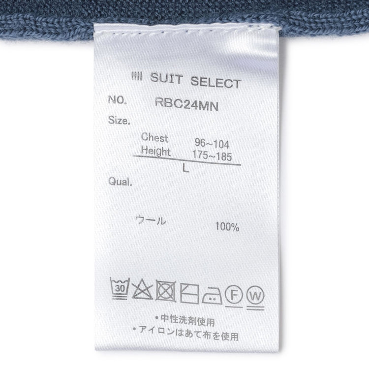 スーツセレクト 【発送在庫あり】【RBC】【秋冬】ウール100%モックネックニットセーター/ブルー/ZEGNA BARUFFA/マシンウォッシャブル 青中間