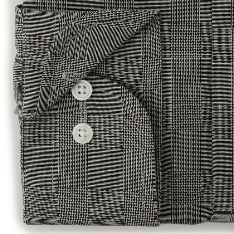 シルバーライン 【発送在庫あり】【SILVER LINE】【形態安定】ワイドカラーワイシャツ/ブラウングレー×チェック グレー中間