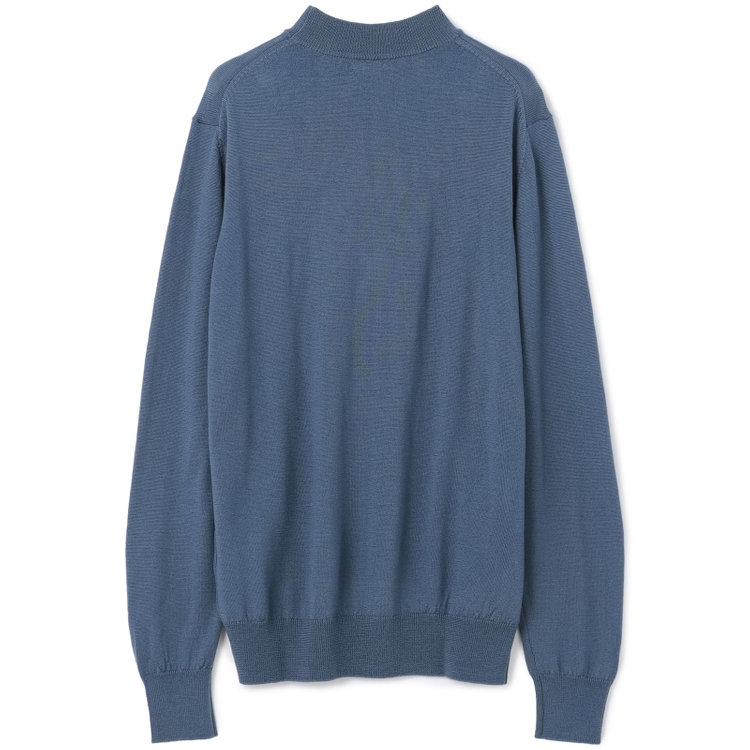 スーツセレクト 【発送在庫あり】【RBC】【秋冬】ウール100%モックネックニットセーター/ブルー/ZEGNA BARUFFA/マシンウォッシャブル 青中間
