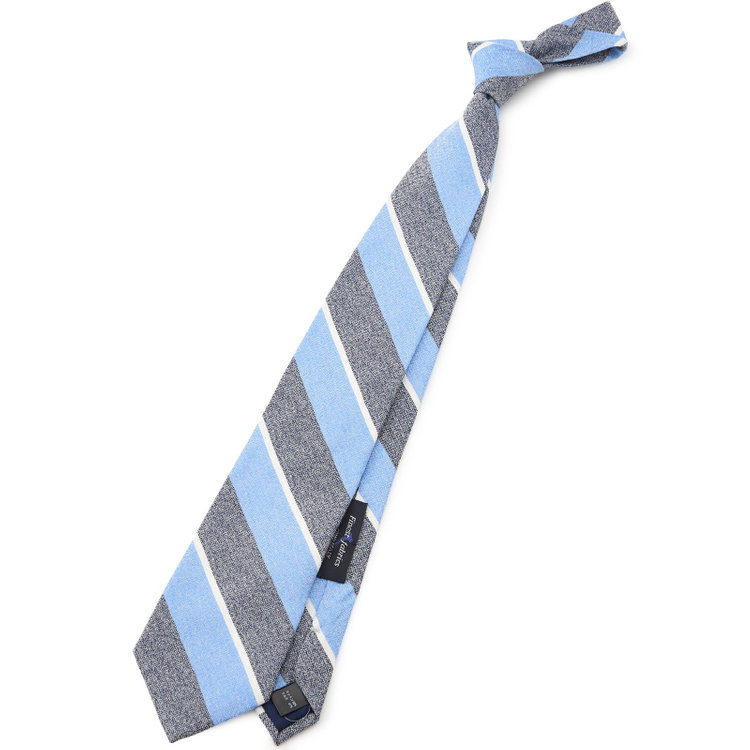 シルバーライン 【SILVER LINE】コットンシルクストライプネクタイ 8.5cm幅/ネイビー×ブルー/Finest fabrics by COMO ITALY その他