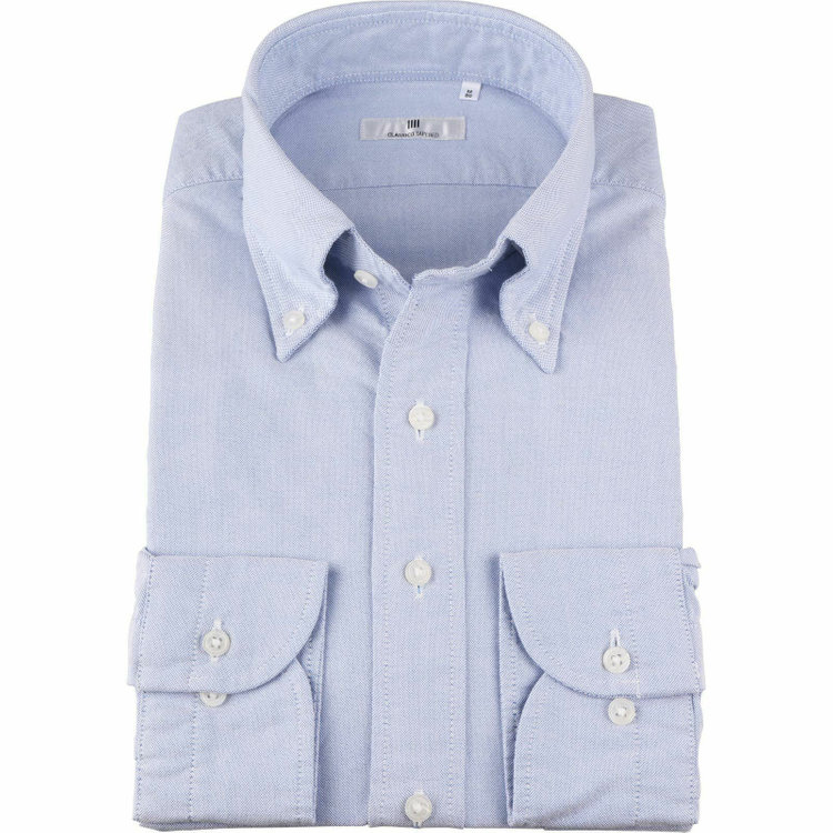 スーツセレクト 【発送在庫あり】【CLASSICO TAPERED】ボタンダウンドレスワイシャツ/ブルー ブルー系(青)