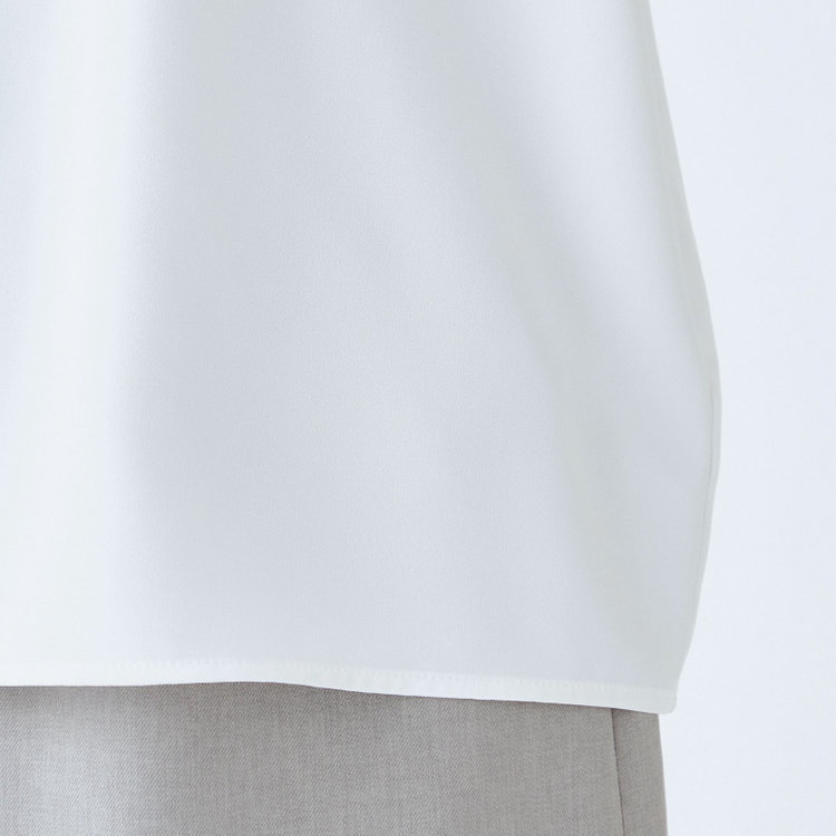 シルバーライン 【発送在庫あり】【SILVER LINE/5分袖】バンドカラーブラウス/ホワイト 白