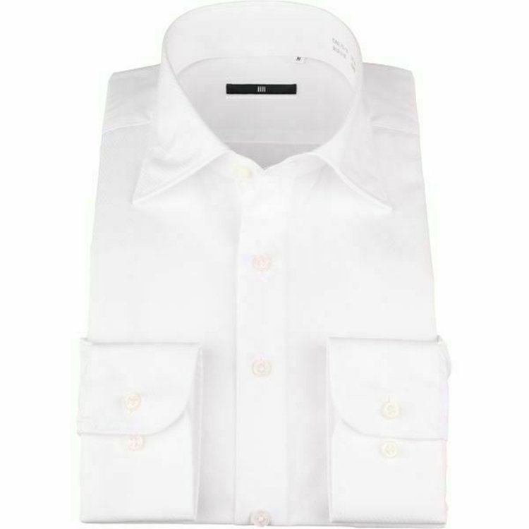 SUIT SELECT　アウトレット 【WEB限定/OUTLET/汚れ・変色・キズ等有】【BL-3】【形態安定】ワイドカラードレスワイシャツ/ホワイト×ドビーツイル 白