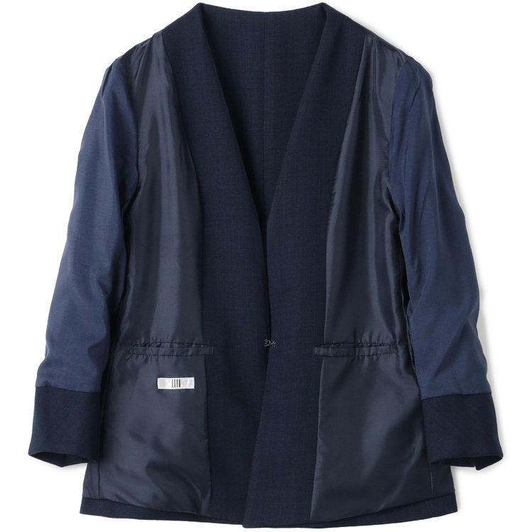 ブラックライン 【SL】【春夏】ノーカラー七分袖ジャケット/ネイビー/ウォッシャブル ネイビー系(紺)