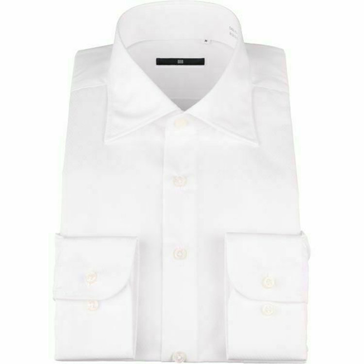 SUIT SELECT　アウトレット 【WEB限定/OUTLET/汚れ・変色・キズ等有】【BL-3】【形態安定】ワイドカラードレスワイシャツ/ホワイト×ドビーツイル 白