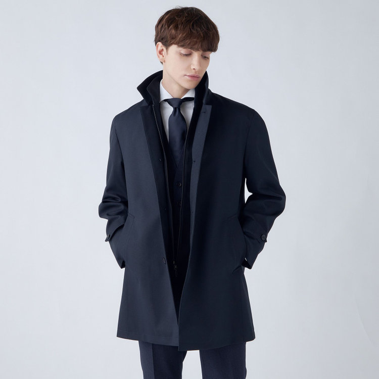 シルバーライン 【SL】レイヤードスタンドカラーコート/ネイビー/WATERPROOF 紺中間