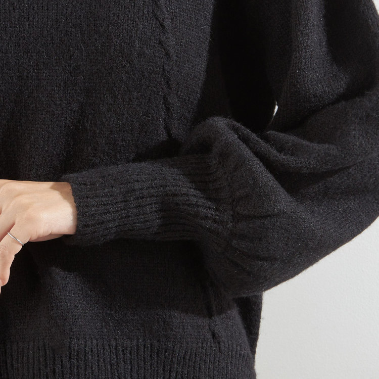 シルバーライン 天竺モヘア風タートルニット/ブラック 黒