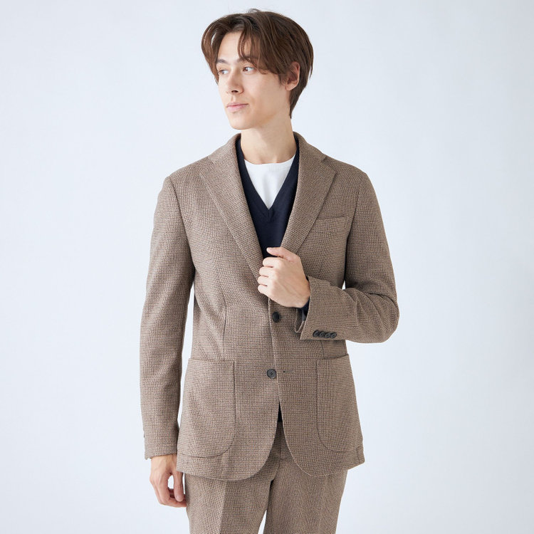 シルバーライン 【RBC】【秋冬】2釦ジャケット/ブラウン×チェック/パッチポケット/4S SUSTAINABILITY&ECOLOGY FABRIC 茶中間