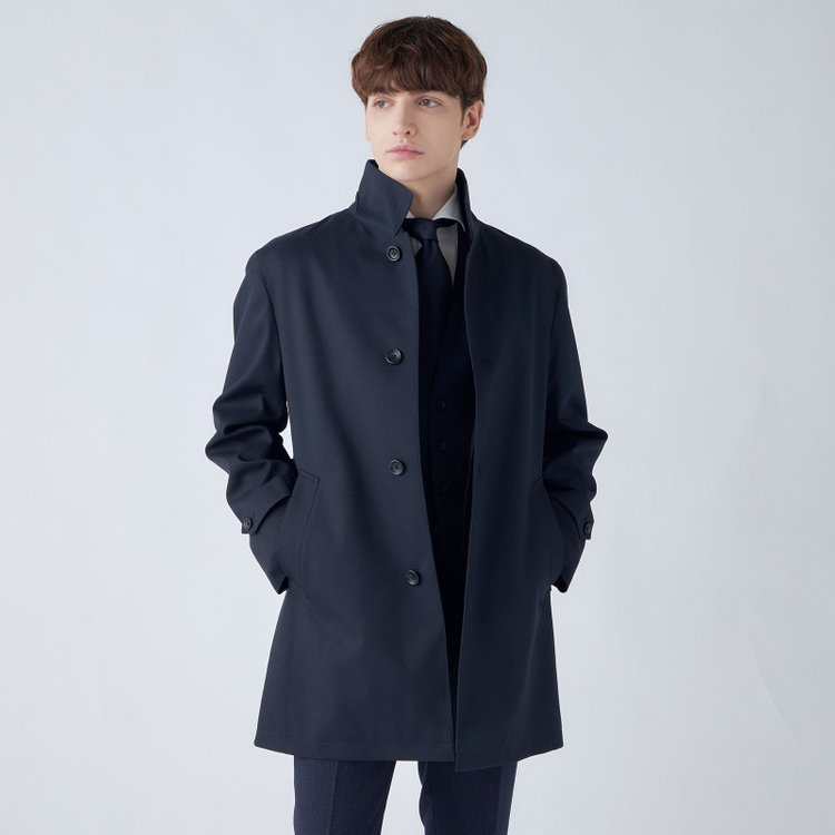 シルバーライン 【SL】レイヤードスタンドカラーコート/ネイビー/WATERPROOF 紺中間