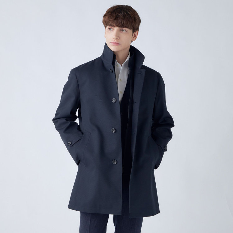 シルバーライン 【SL】レイヤードスタンドカラーコート/ネイビー/WATERPROOF 紺中間