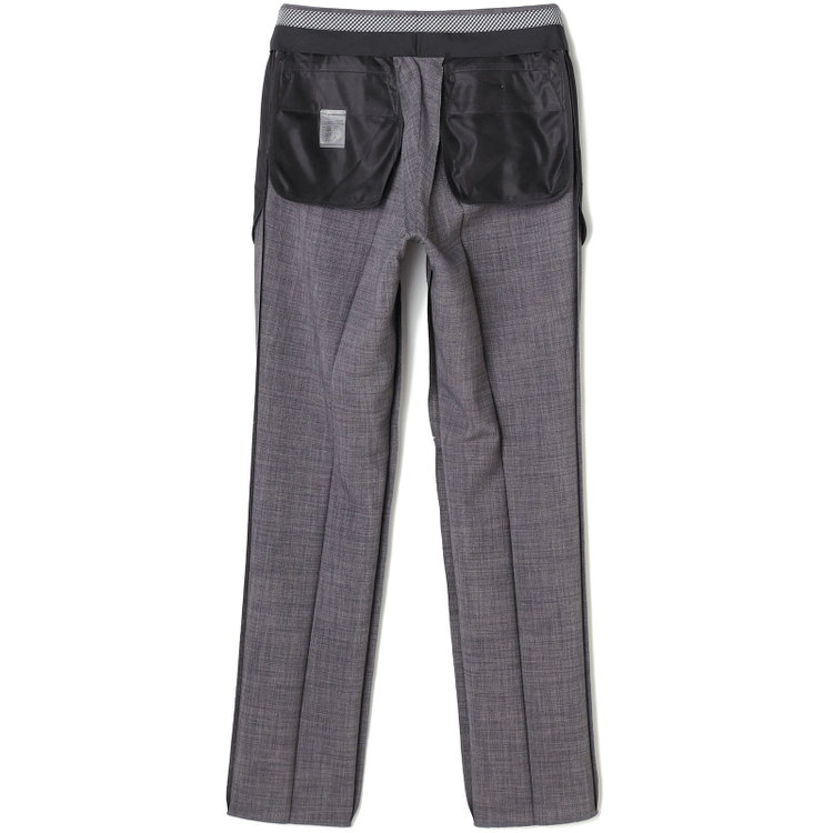 ブラックライン 【SLIM TAPERED】【春夏】0タックテーパードパンツ/グレー×スラブ/ウエストムーブ/4S SUSTAINABILITY&ECOLOGY FABRIC「ウォッシャブル」「ストレッチ」/※裾直し必要 グレー中間
