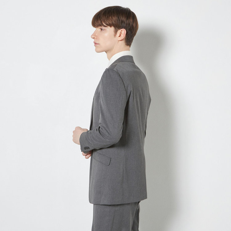 ブラックライン 【SLIM TAPERED_2】【年間】2釦シングルスリーピーススーツ 0タック/グレー/ウエストシャーリング/4S SUSTAINABILITY&ECOLOGY FABRIC/※パンツ裾上げ済仕様 グレー中間