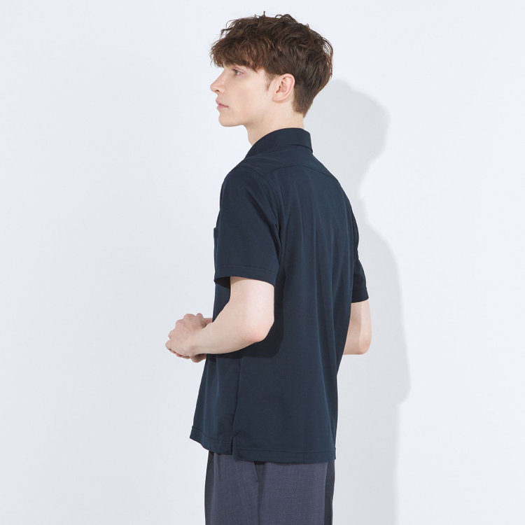 シルバーライン 【RBC/五分袖】ボタンダウンビズポロシャツ プルオーバータイプ/ネイビー/4S コットンブレンド 青濃色