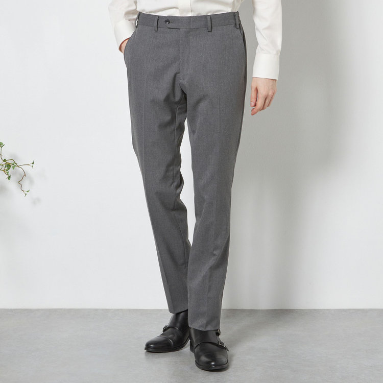 ブラックライン 【SLIM TAPERED_2】【年間】2釦シングルスリーピーススーツ 0タック/グレー/ウエストシャーリング/4S SUSTAINABILITY&ECOLOGY FABRIC/※パンツ裾上げ済仕様 グレー中間