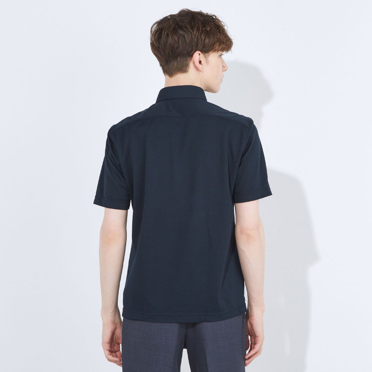 シルバーライン 【RBC/五分袖】ボタンダウンビズポロシャツ プルオーバータイプ/ネイビー/4S コットンブレンド 青濃色