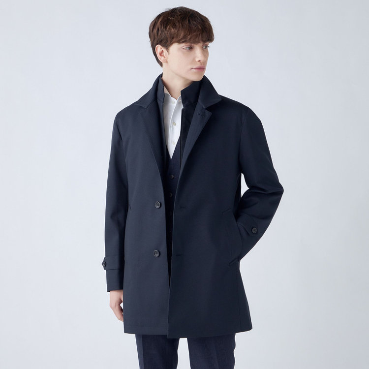 シルバーライン 【SL】レイヤードスタンドカラーコート/ネイビー/WATERPROOF 紺中間