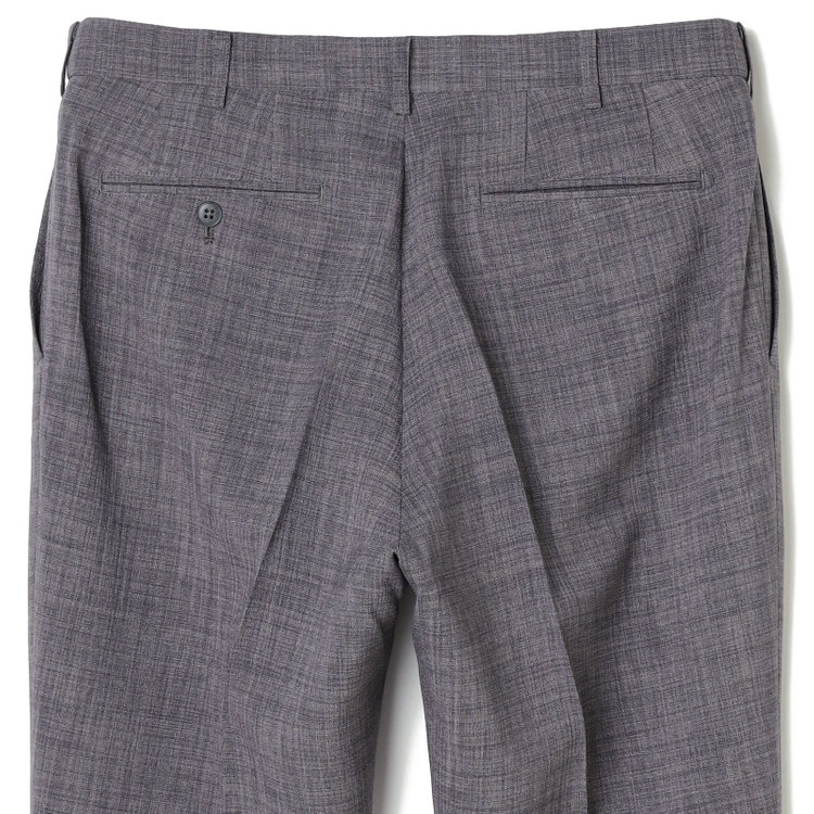 ブラックライン 【SLIM TAPERED】【春夏】0タックテーパードパンツ/グレー×スラブ/ウエストムーブ/4S SUSTAINABILITY&ECOLOGY FABRIC「ウォッシャブル」「ストレッチ」/※裾直し必要 グレー中間