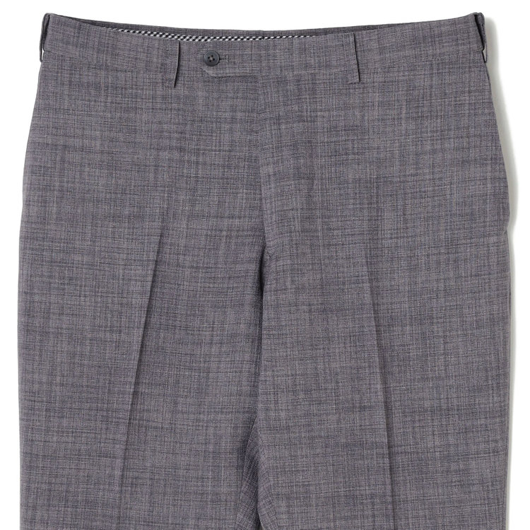 ブラックライン 【SLIM TAPERED】【春夏】0タックテーパードパンツ/グレー×スラブ/ウエストムーブ/4S SUSTAINABILITY&ECOLOGY FABRIC「ウォッシャブル」「ストレッチ」/※裾直し必要 グレー中間