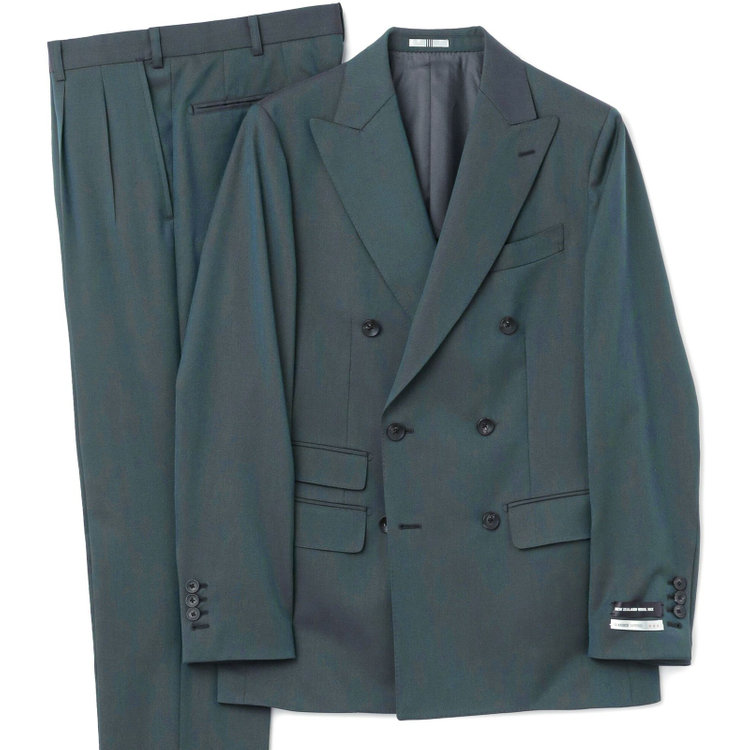 シルバーライン 【CLASSICO TAPERED】【秋冬】6釦2掛けダブルスーツ 2タック/グリーン/チェンジポケット/ウエストムーブ/NEW ZEALAND WOOL MIX/※裾上げ必要 緑濃色
