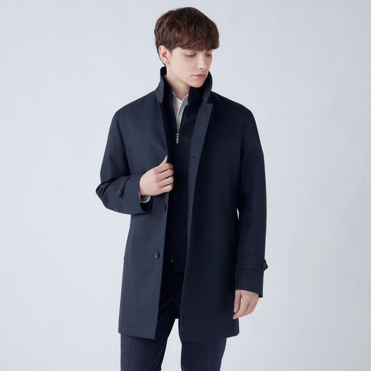 シルバーライン 【SL】レイヤードスタンドカラーコート/ネイビー/WATERPROOF 紺中間