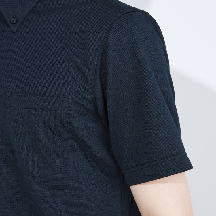 シルバーライン 【RBC/五分袖】ボタンダウンビズポロシャツ プルオーバータイプ/ネイビー/4S コットンブレンド 青濃色