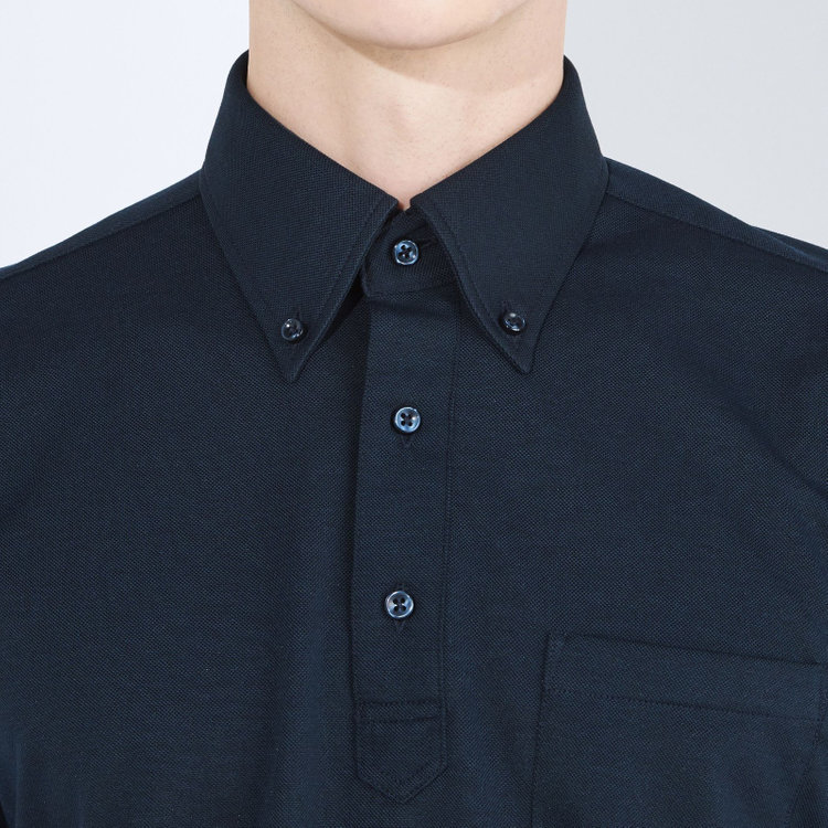 シルバーライン 【RBC/五分袖】ボタンダウンビズポロシャツ プルオーバータイプ/ネイビー/4S コットンブレンド 青濃色