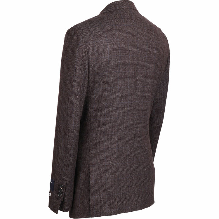 スーツセレクト 【発送在庫あり】【CLASSICO TAPERED】【秋冬】2釦シングルスーツ 1タック/ブラウン×グレンチェックオーバーペン/Ermenegildo Zegna ELECTA woven in italy ブラウン系(茶)