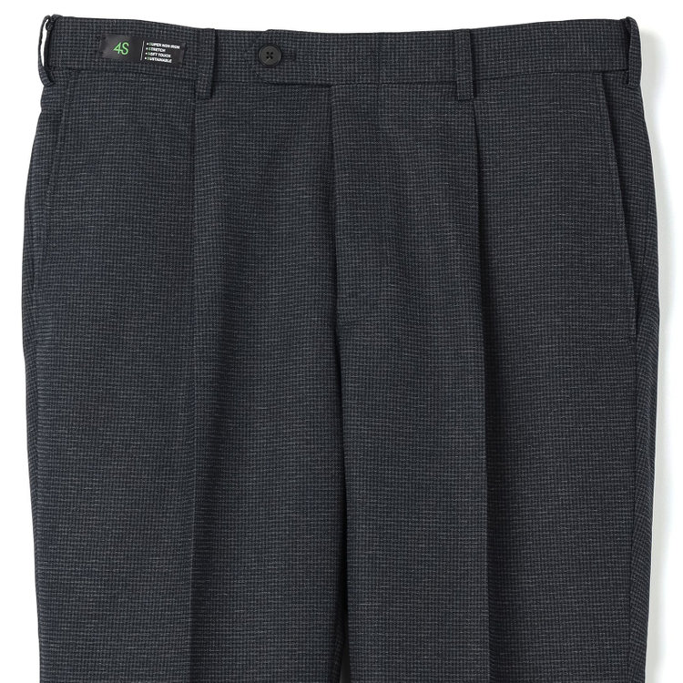 シルバーライン 【RBC】【春夏】ポリエステル1タックテーパードパンツ/ネイビー×チェック/ウエストムーブ仕様/4S SUSTAINABILITY&ECOLOGY FABRIC/※裾上げ必要 紺中間