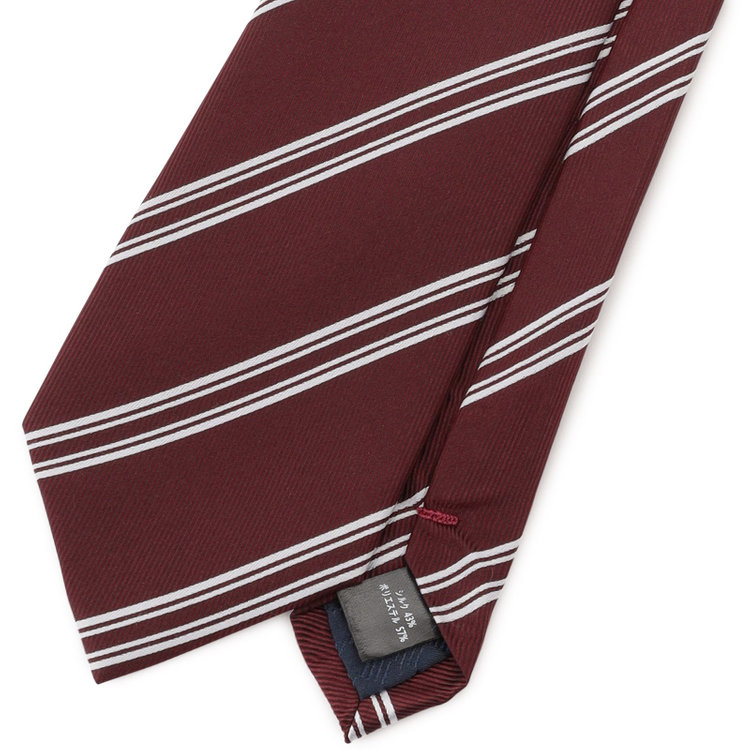 ブラックライン 【BLACK LINE】シルクブレンドストライプネクタイ 7.5cm幅/ワイン×ホワイト その他