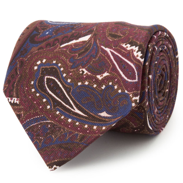 シルバーライン 【発送在庫あり】【SL】コットンシルクペイズリーネクタイ 8.5cm幅/ワイン/ITALIAN FABRICS その他