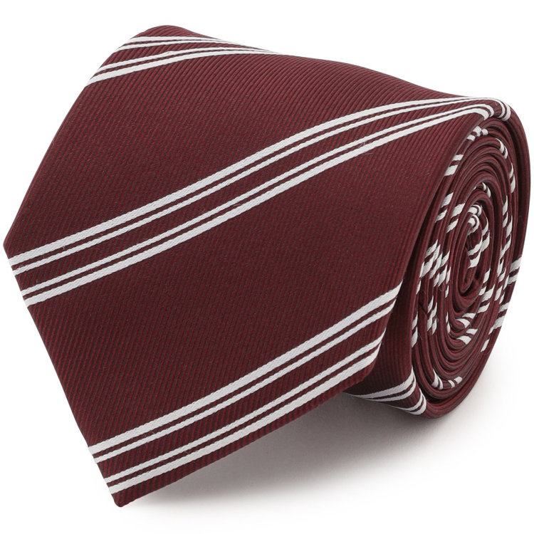 ブラックライン 【BLACK LINE】シルクブレンドストライプネクタイ 7.5cm幅/ワイン×ホワイト その他