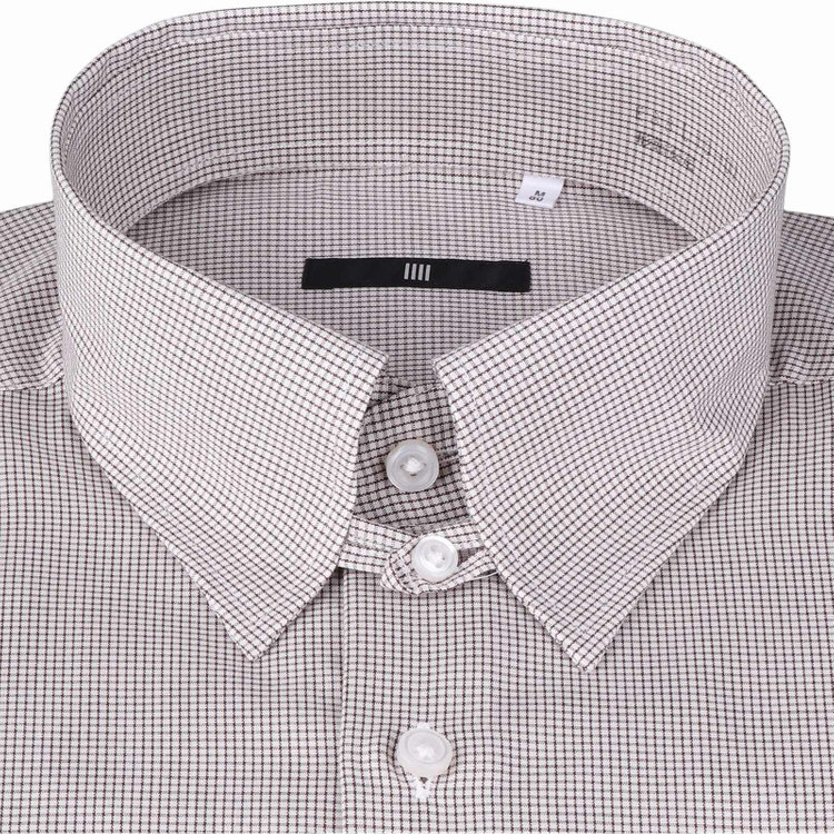 ブラックライン 【発送在庫あり】【BLACK LINE】【形態安定】タブカラードレスワイシャツ/ブラウン×チェック ブラウン系(茶)