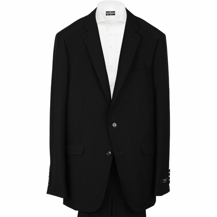 スーツセレクト 【WEB限定/OUTLET】【X】【年間】【フォーマル対応可】 2釦シングルスーツ 0タック/プレミアムブラック×ソリッド+Super100'S ブラック系(黒)